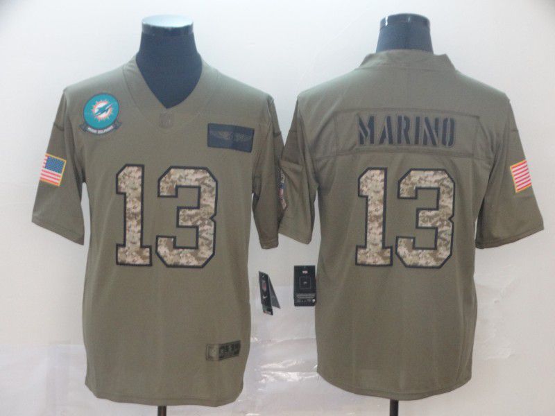 Men Miami Dolphins 13 Marino Camo Nike Olive Salute To Service Limited NFL Jersey